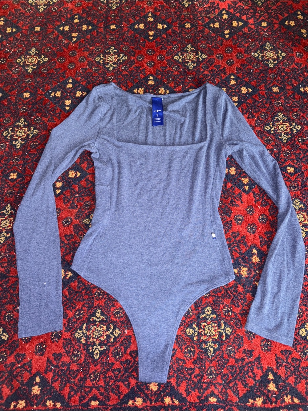 Kit and ace Blue Long Sleeve Square Neck Bodysuit